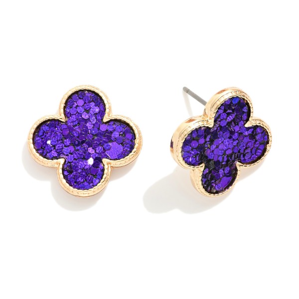 Wholesale glitter Clover Post Drop Earrings L
