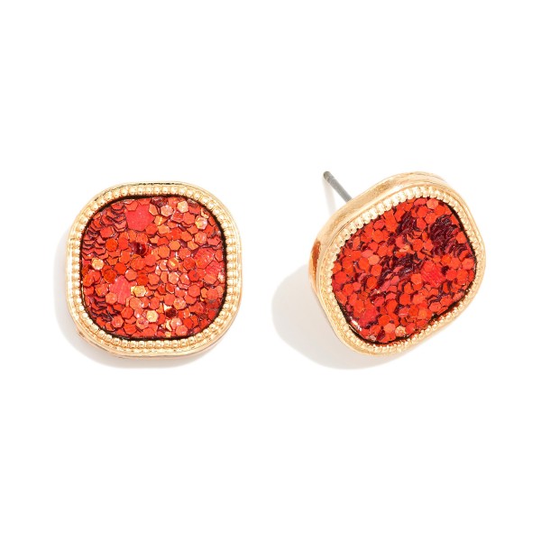 Wholesale rounded Glitter Square Stud Earrings L