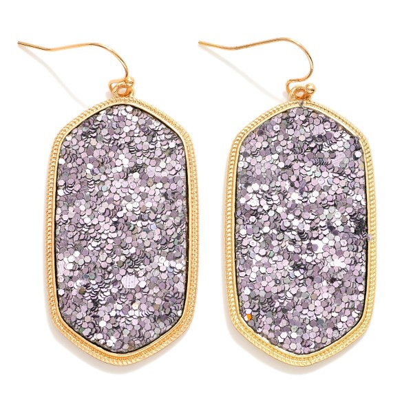 Wholesale rounded Glitter Hexagon Drop Earrings L