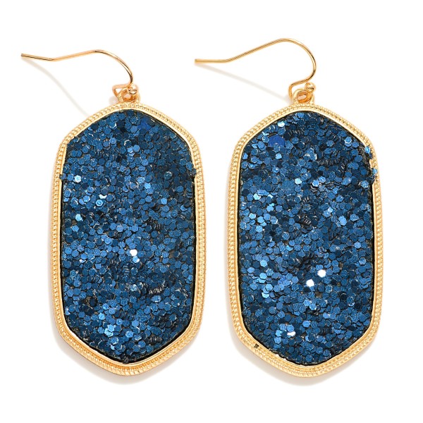 Wholesale rounded Glitter Hexagon Drop Earrings L