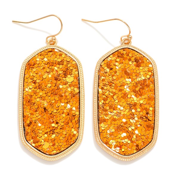 Wholesale rounded Glitter Hexagon Drop Earrings L