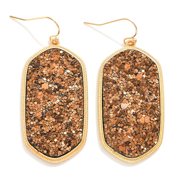 Wholesale rounded Glitter Hexagon Drop Earrings L