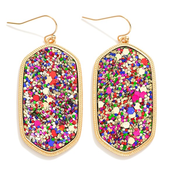 Wholesale rounded Glitter Hexagon Drop Earrings L