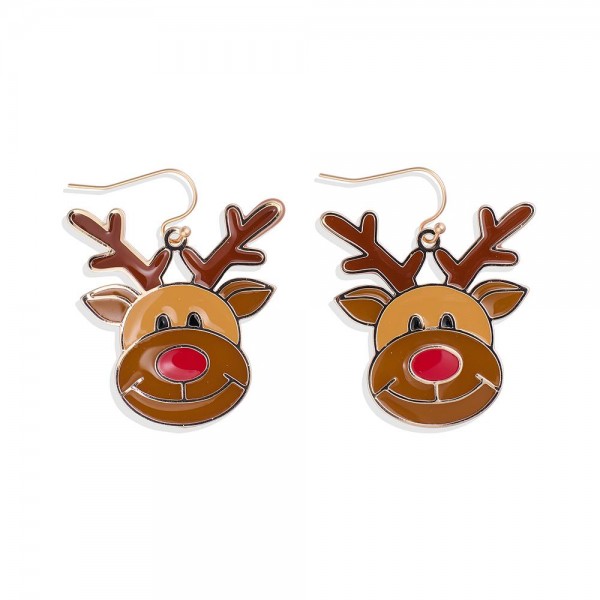 Wholesale painted Metal Reindeer Drop Earrings L