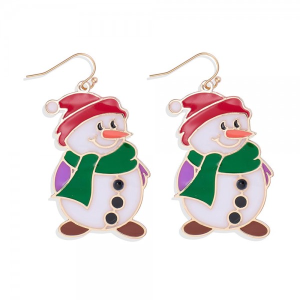 Wholesale painted Metal Snowman Drop Earrings L