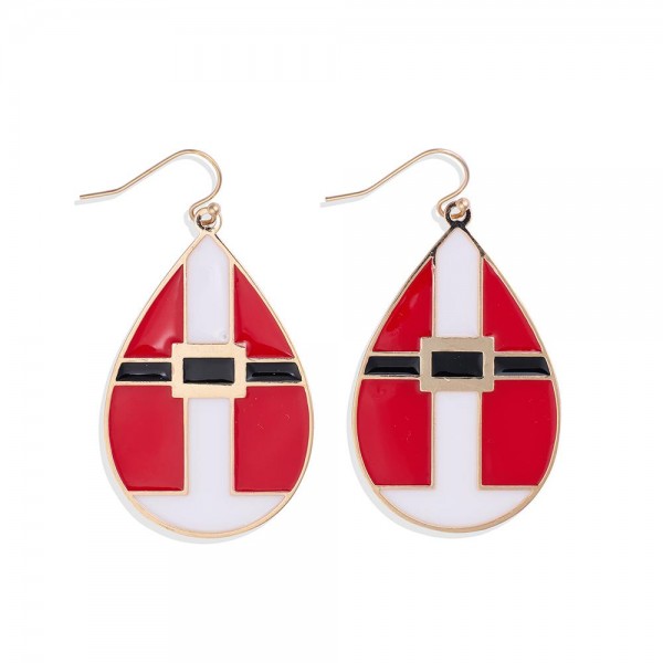 Wholesale painted Metal Santa Coat Teardrop Drop Earrings L
