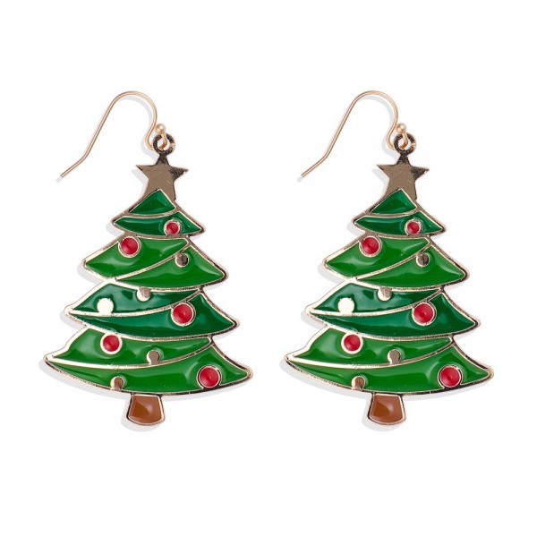 Wholesale painted Metal Christmas Tree Drop Earrings L