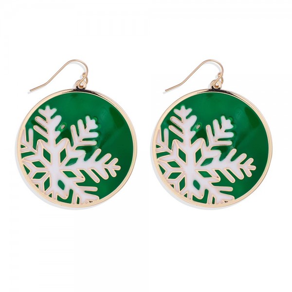 Wholesale painted Metal Christmas Snowflake Drop Earrings L
