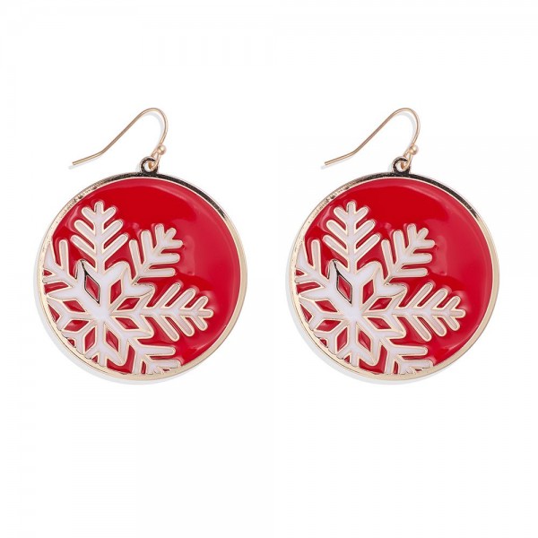 Wholesale painted Metal Christmas Snowflake Drop Earrings L