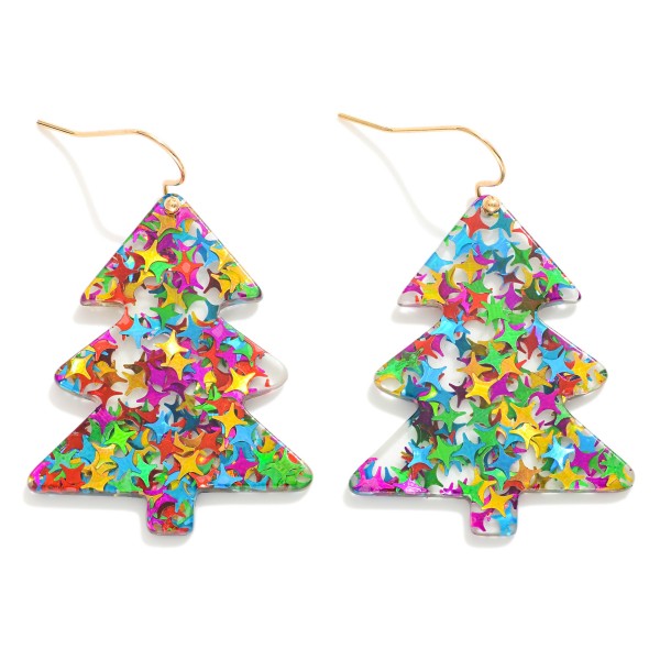 Wholesale glitter Resin Christmas Tree Drop Earrings L