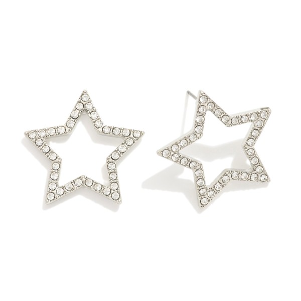 Wholesale hollow Rhinestone Studded Star Post Drop Earrings L