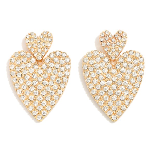 Wholesale linked Rhinestone Pave Heart Post Drop Earrings L