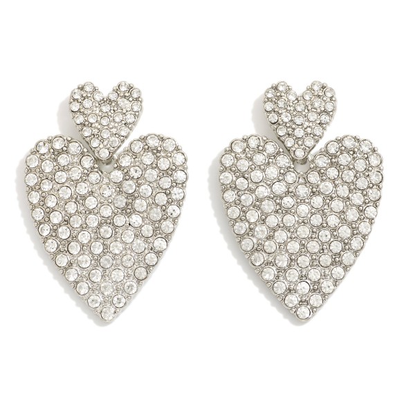 Wholesale linked Rhinestone Pave Heart Post Drop Earrings L