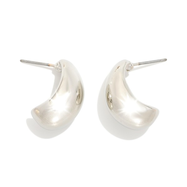 Metal Tone Post Drop Cuff Hoop Earrings 

- Approximately .75" L