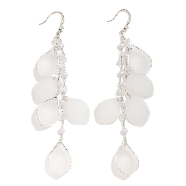 Wholesale chain Linked Opaque Petal Drop Earrings Pearls Faceted Beads L