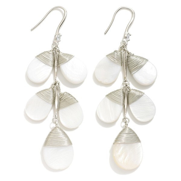 Wholesale linked Wire Wrapped Teardrop Shell Drop Earrings L