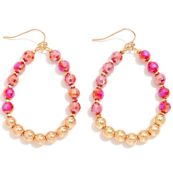Wholesale beaded Teardrop Drop Earrings Faceted Beads Gold Tones L