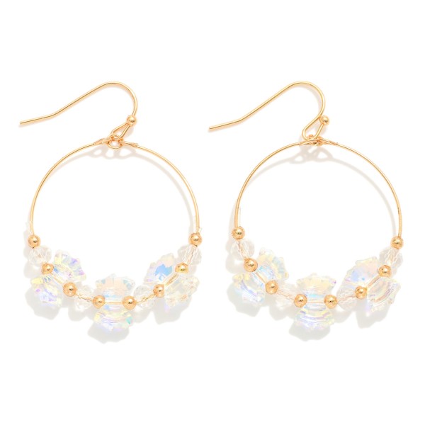 Wholesale metal Wire Hoop Drop Earrings Bow Bead Accents L