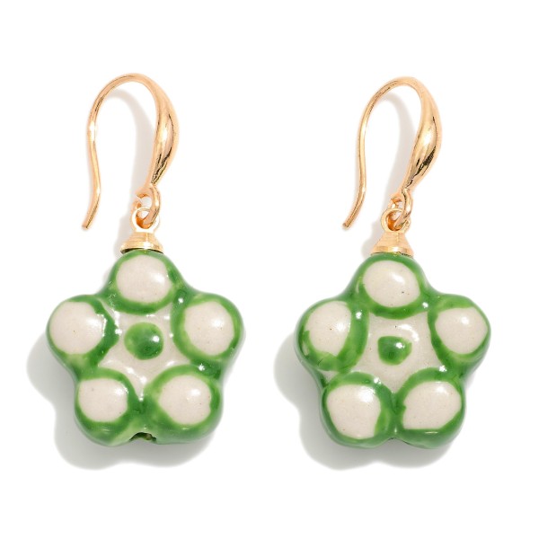 Wholesale hand Painted Ceramic Flower Drop Earrings L