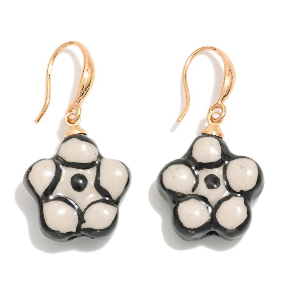 Wholesale hand Painted Ceramic Flower Drop Earrings L
