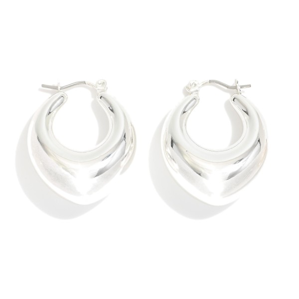 Wholesale puffy Tapered Metal Hoop Earrings D