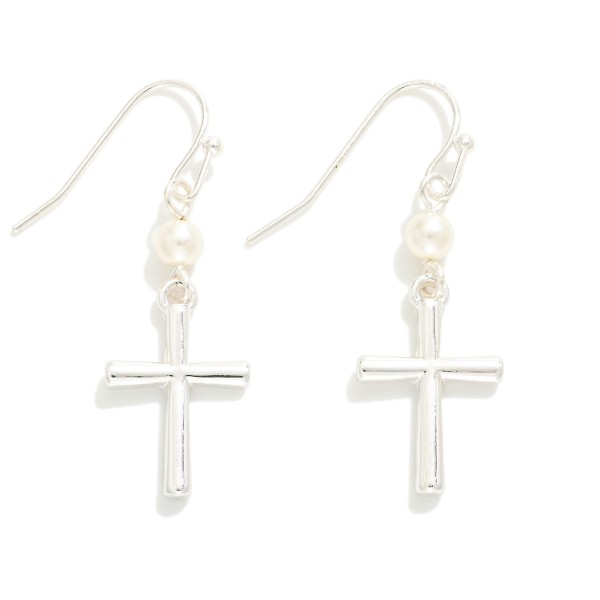 Wholesale metal Cross Pearl Drop Earrings L