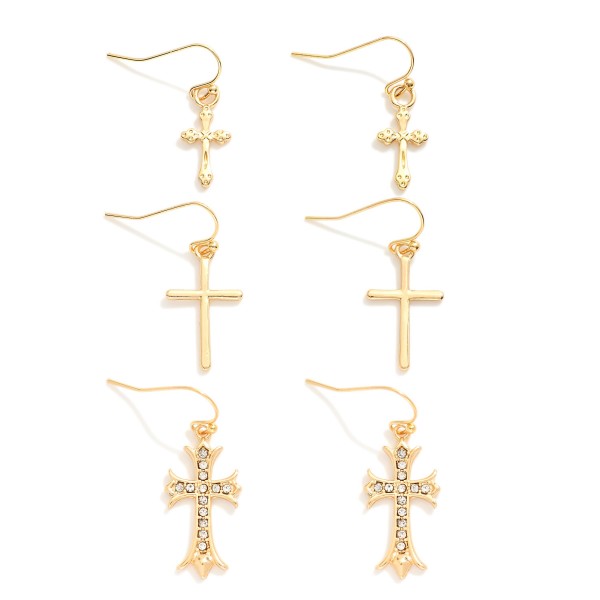 Wholesale set Three Metal Cross Drop Earrings L