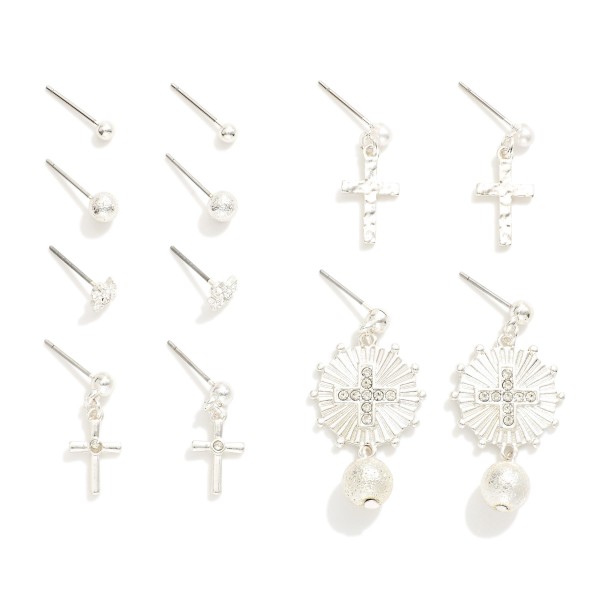Wholesale set Six Metal Stud Drop Earrings L