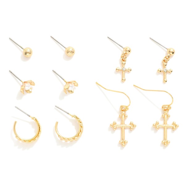 Wholesale set Five Metal Stud Hoop Drop Earrings L