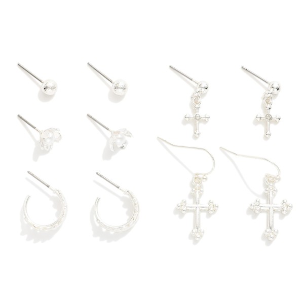 Wholesale set Five Metal Stud Hoop Drop Earrings L