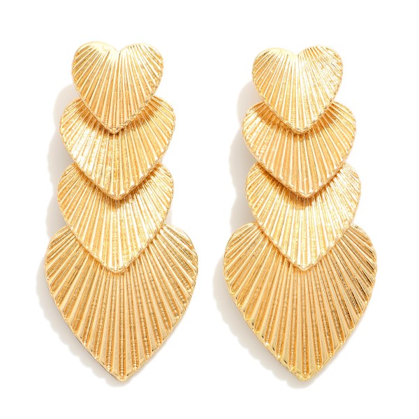 Wholesale linked Textured Metal Heart Post Drop Earrings L