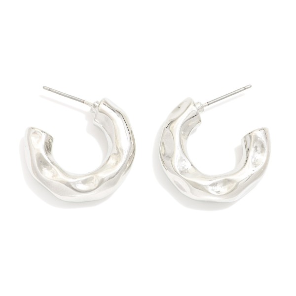 Wholesale pinched Metal Hoop Earrings D