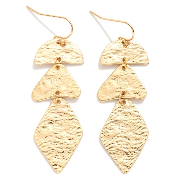 Wholesale linked Multi Textured Abstract Metal Drop Earrings L