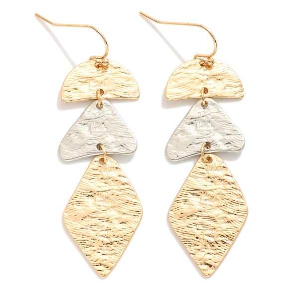 Wholesale linked Multi Textured Abstract Metal Drop Earrings L