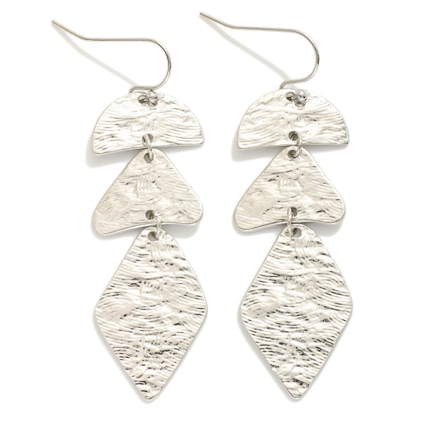 Wholesale linked Multi Textured Abstract Metal Drop Earrings L