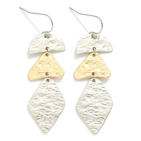 Wholesale linked Multi Textured Abstract Metal Drop Earrings L