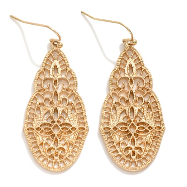 Wholesale metal Oval Filigree Drop Earrings L