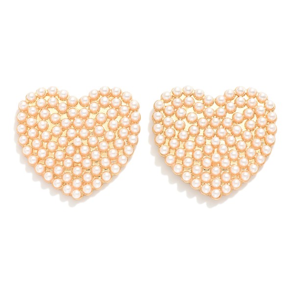 Wholesale oversized Pearl Pave Heart Post Drop Earrings L