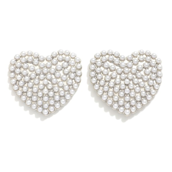 Wholesale oversized Pearl Pave Heart Post Drop Earrings L