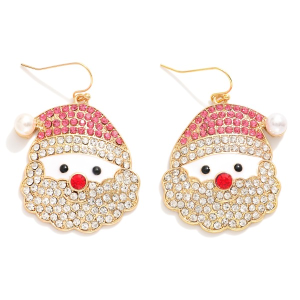 Wholesale pave Rhinestone Santa Head Drop Earrings L