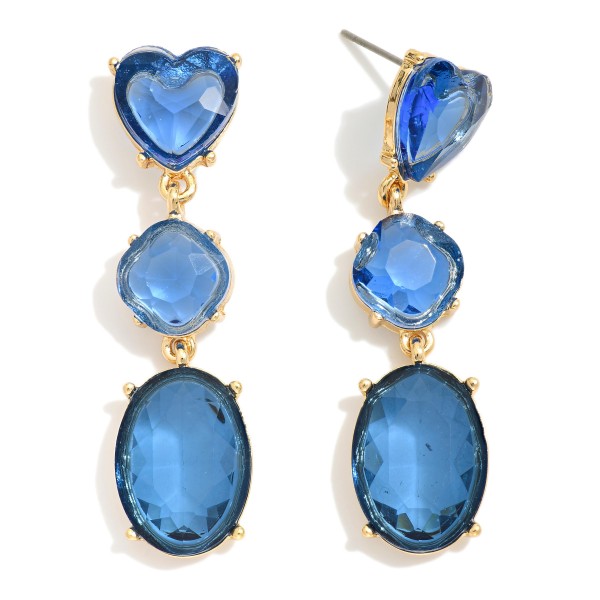 Wholesale linked Glass Crystal Post Drop Earrings Heart Post L