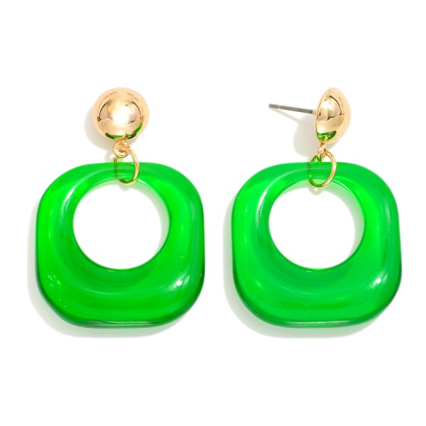 Wholesale rounded Acetate Hollow Square Post Drop Earrings Metal Post L
