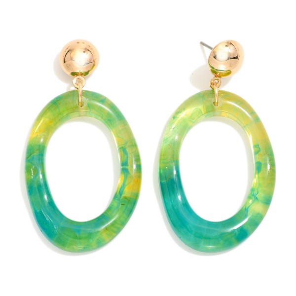 Wholesale acetate Hollow Irregular Oval Post Drop Earrings Metal Post L