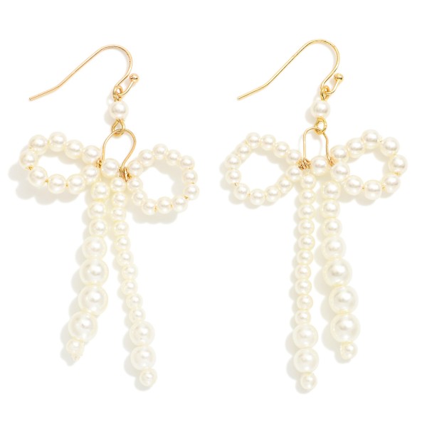 Wholesale pearl Beaded Bow Drop Earrings L