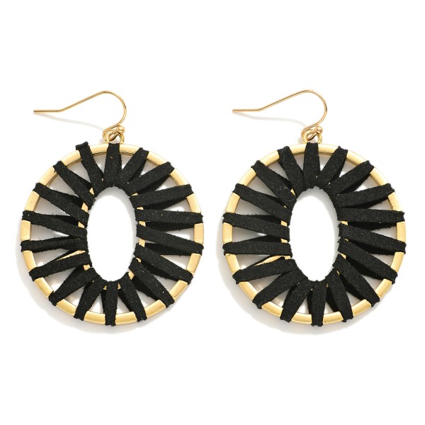 Wholesale leather Wrapped Circular Drop Earrings L