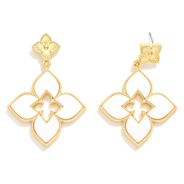 Wholesale textured Metal Clover Post Linked Clover Drop Earrings L