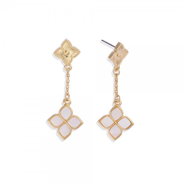 Wholesale chain Linked Clovers Post Drop Earrings L
