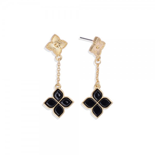 Wholesale chain Linked Clovers Post Drop Earrings L