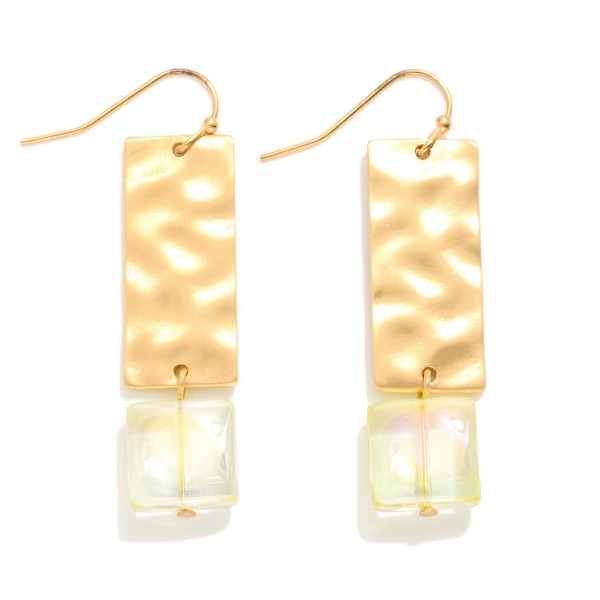 Wholesale hammered Rectangle Drop Earrings Glass Crystal Square L