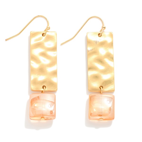 Wholesale hammered Rectangle Drop Earrings Glass Crystal Square L